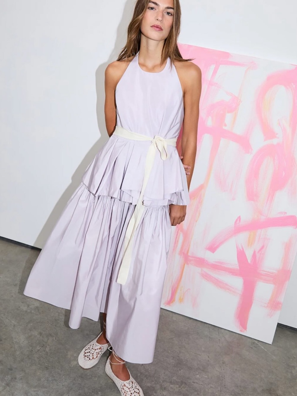 Tanya Taylor Lilac Halter Tiered Maxi set